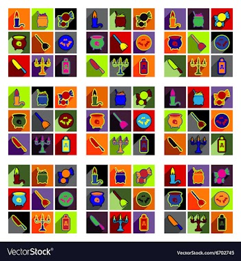 Flat with shadow concept Halloween stylish icons vector image