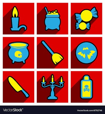 Flat with shadow concept Halloween stylish icons vector image