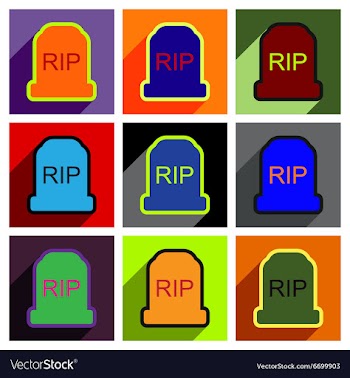 Flat with shadow concept headstone on a colored vector image