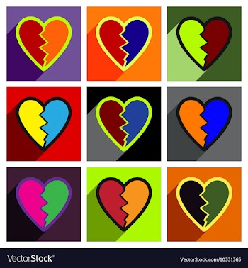 Flat with shadow concept Heart broken pieces on vector image