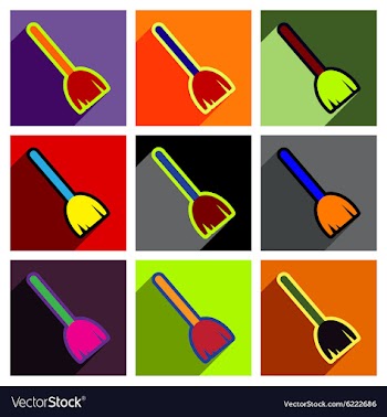 Flat with shadow concept Icon broom bright vector image