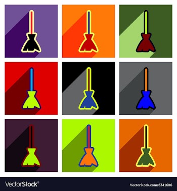 Flat with shadow concept Icon broom bright vector image