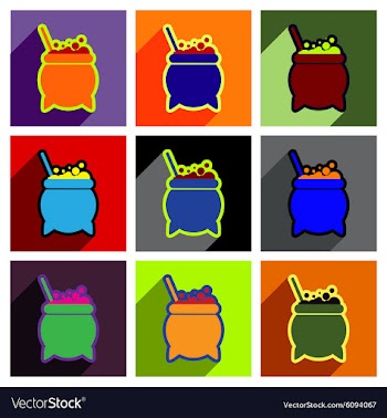 Flat with shadow concept icon cauldron on a bright vector image