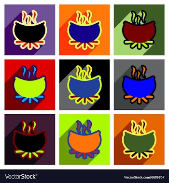 Flat with shadow concept icon cauldron on a bright vector image