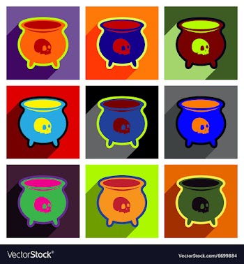 Flat with shadow concept icon cauldron on a bright vector image