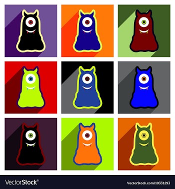Flat with shadow concept Icon cyclops monsters on vector image