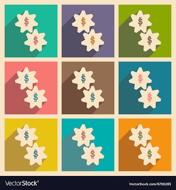 Flat with shadow concept icon gears and dollar vector image
