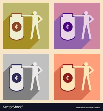 Flat with shadow concept icon man and purse for vector image