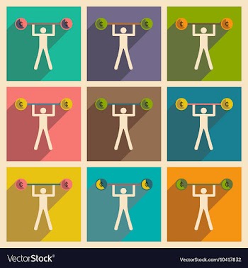 Flat with shadow concept icon man and the bar vector image