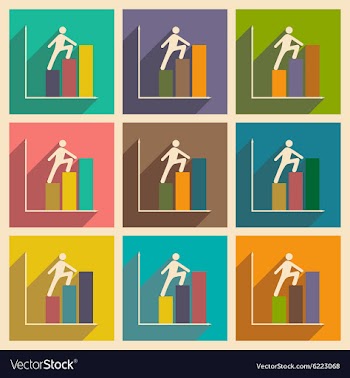 Flat with shadow concept icon man climbs on vector image