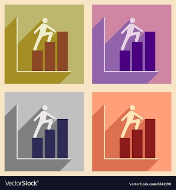 Flat with shadow concept icon man climbs on vector image