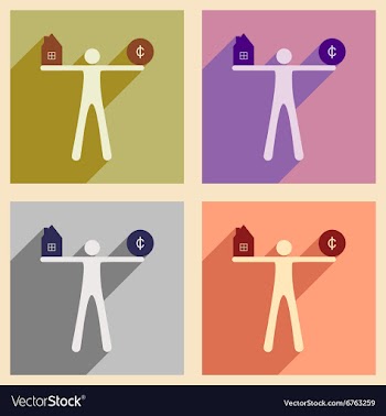 Flat with shadow concept icon man holding house vector image