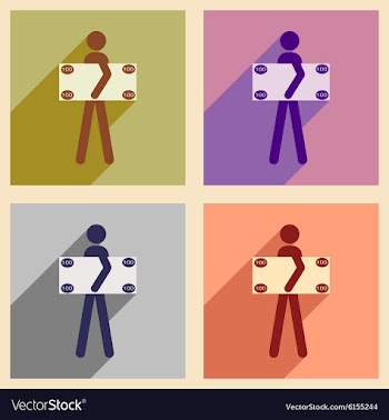 Flat with shadow concept icon People and dollar vector image