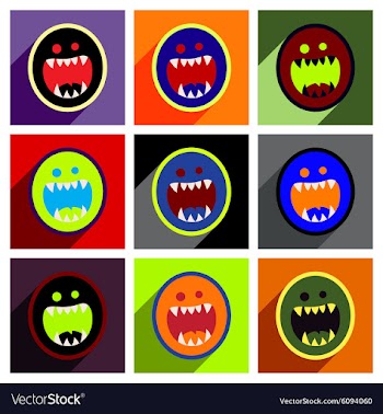 Flat with shadow concept Icon toothy monster vector image