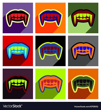 Flat with shadow concept Icon vampire teeth a vector image