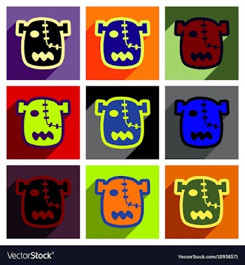 Flat with shadow concept Icon Zombie head on vector image