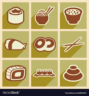 Flat with shadow concept Japanese food on stylish vector image