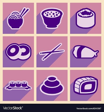 Flat with shadow concept Japanese food on stylish vector image