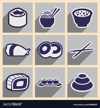 Flat with shadow concept Japanese food on stylish vector image