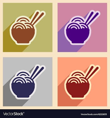 Flat with shadow concept Japanese noodles stylish vector image