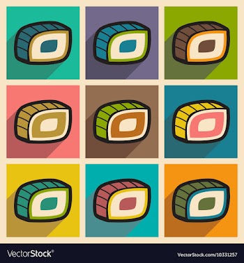 Flat with shadow concept Philadelphia rolls on a vector image