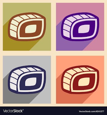 Flat with shadow concept Philadelphia rolls on a vector image