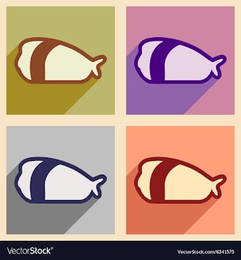 Flat with shadow concept Sashimi with shrimp on vector image