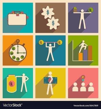 Flat with shadow concept stylish business icons vector image