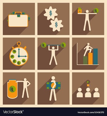 Flat with shadow concept stylish business icons vector image