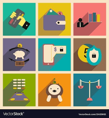 Flat with shadow concept stylish business icons vector image