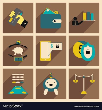 Flat with shadow concept stylish business icons vector image