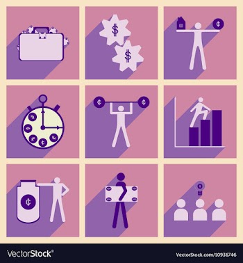Flat with shadow concept stylish business icons vector image