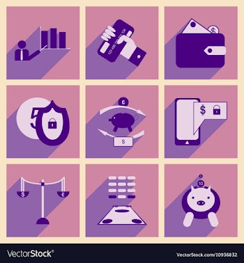 Flat with shadow concept stylish business icons vector image