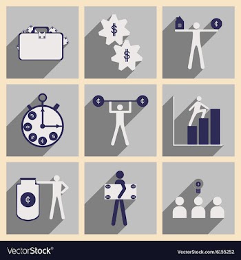 Flat with shadow concept stylish business icons vector image