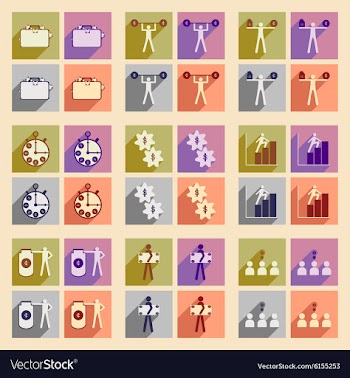 Flat with shadow concept stylish business icons vector image