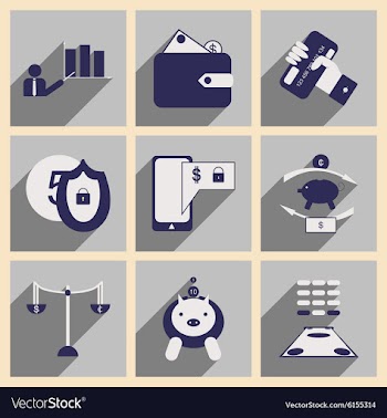 Flat with shadow concept stylish business icons vector image