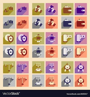 Flat with shadow concept stylish business icons vector image