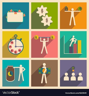 Flat with shadow concept stylish business icons vector image