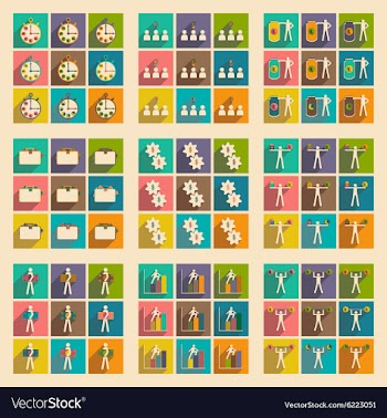 Flat with shadow concept stylish business icons vector image