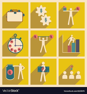 Flat with shadow concept stylish business icons vector image