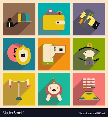 Flat with shadow concept stylish business icons vector image