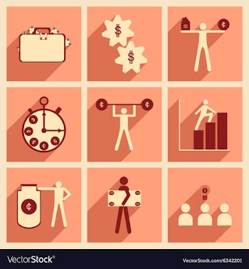 Flat with shadow concept stylish business icons vector image