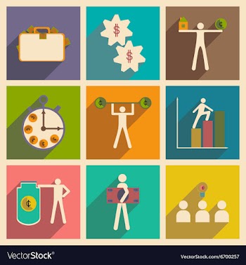 Flat with shadow concept stylish business icons vector image
