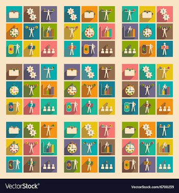 Flat with shadow concept stylish business icons vector image