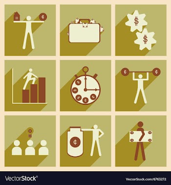 Flat with shadow concept stylish business icons vector image