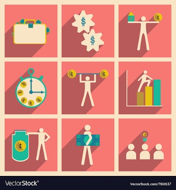 Flat with shadow concept stylish business icons vector image