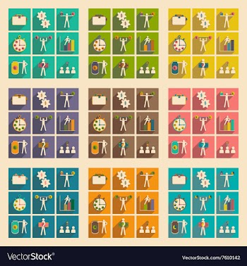 Flat with shadow concept stylish business icons vector image