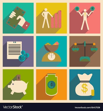 Flat with shadow concept Stylish economic icons vector image