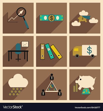 Flat with shadow concept Stylish economic icons vector image