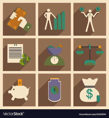 Flat with shadow concept Stylish economic icons vector image